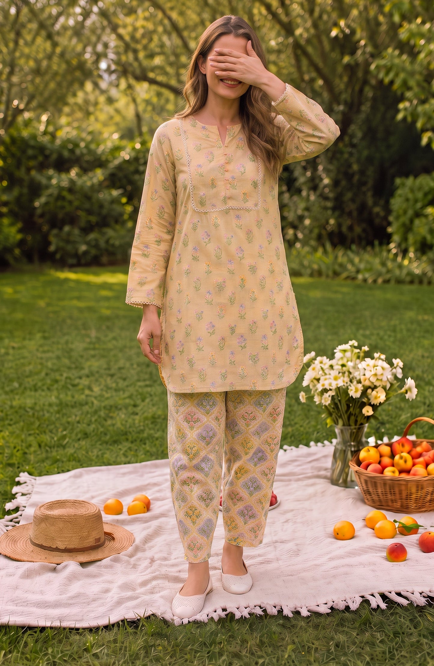 Parchhai by Amna Khadija Printed Cotton Stitched 2 Piece Co-ord Set - AKP-10M - AM26PRCH - Yellow - Summer Collection