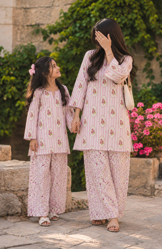 Parchhai by Amna Khadija Printed Cotton Stitched 2 Piece Co-ord Set - AKP-12M - AM26CHI - Pink - Summer Collection