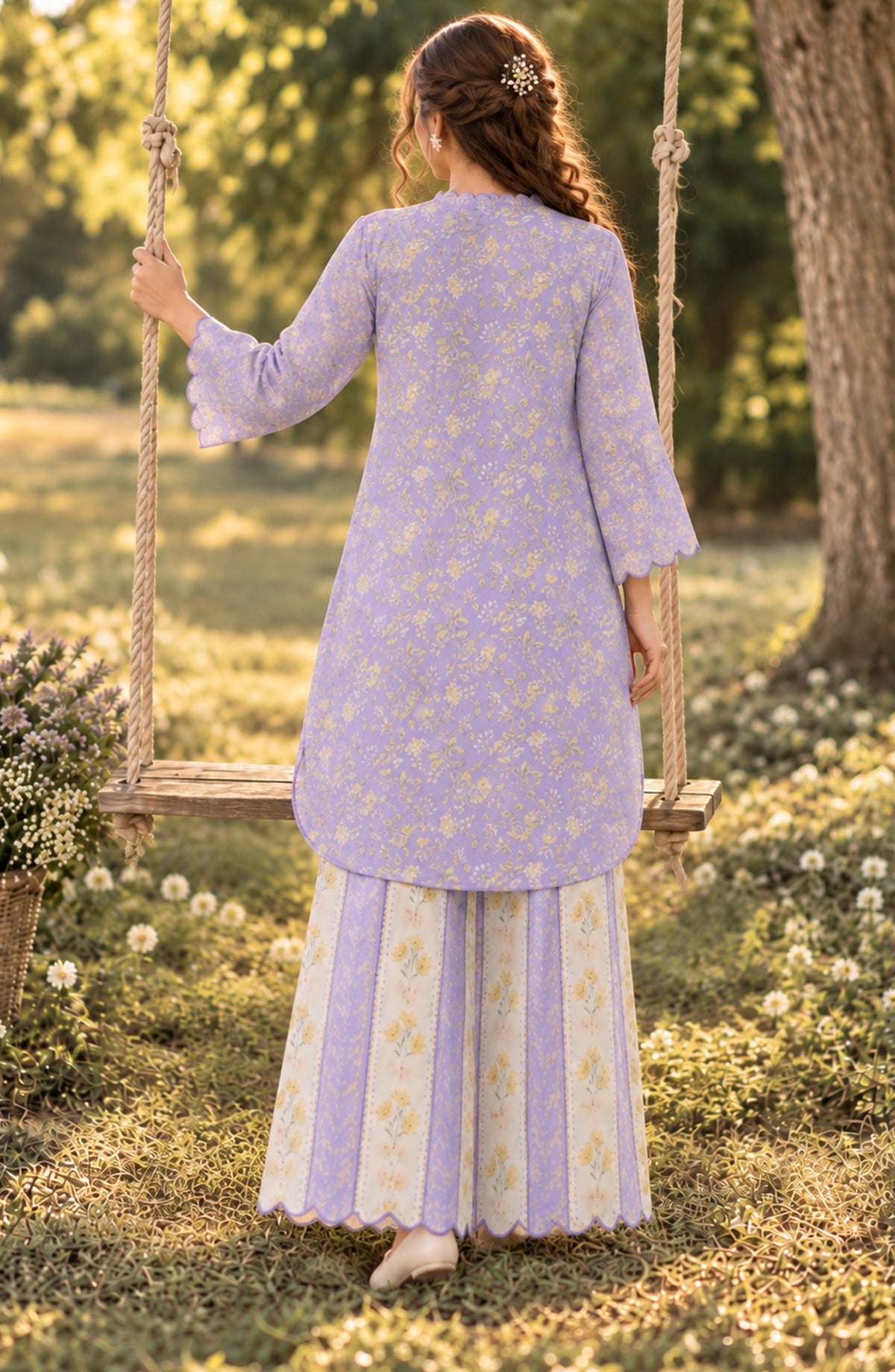 Parchhai by Amna Khadija Printed Cotton Stitched 2 Piece Co-ord Set - AKP-14M - AM26CHI - Purple - Summer Collection