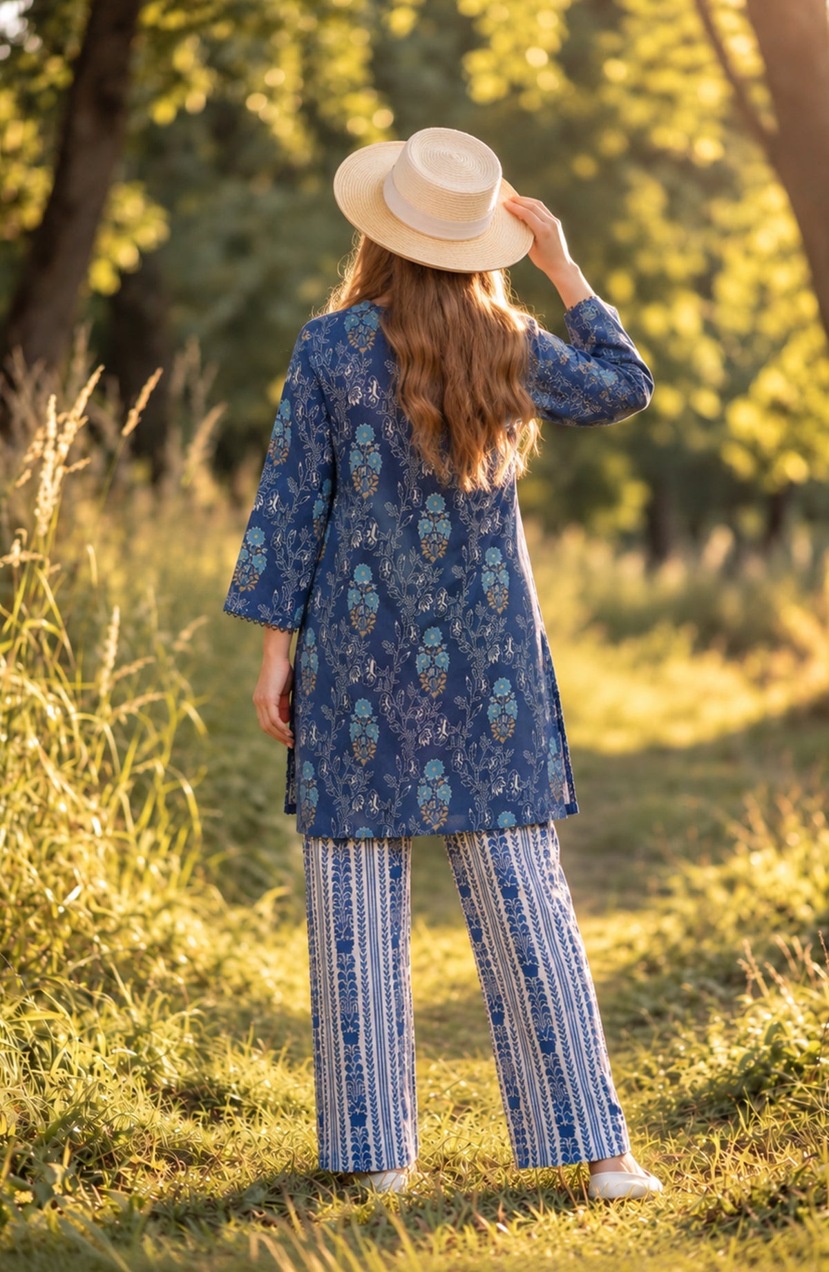 Parchhai by Amna Khadija Printed Cotton Stitched 2 Piece Co-ord Set - AKP-16M - AM26CHI - Blue - Summer Collection