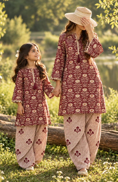 Parchhai by Amna Khadija Printed Cotton Stitched 2 Piece Co-ord Set - AKP-20M - AM26CHI - Red - Summer Collection
