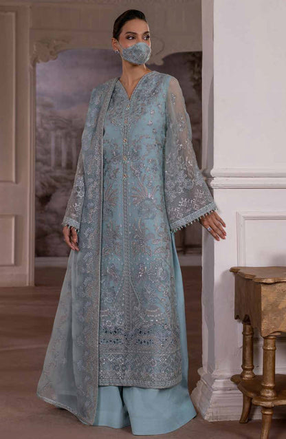 Parisa Safeera by Flossie Embroidered Chiffon Unstitched 3 Piece Suit - PA-01 - FLS26PRS - Blue - Luxury Collection