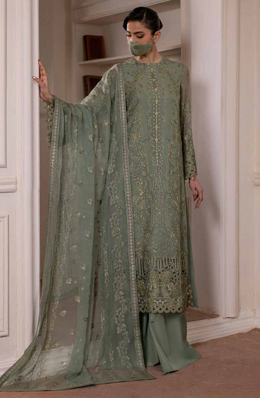 Parisa Safeera by Flossie Embroidered Chiffon Unstitched 3 Piece Suit - PA-03 - FLS26PRS - Green - Luxury Collection