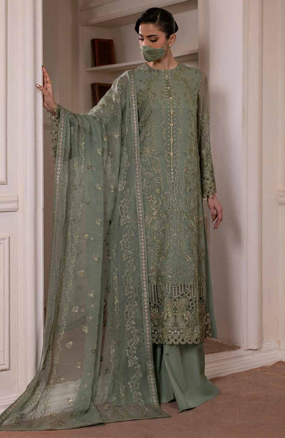 Parisa Safeera by Flossie Embroidered Chiffon Unstitched 3 Piece Suit - PA-03 - FLS26PRS - Green - Luxury Collection