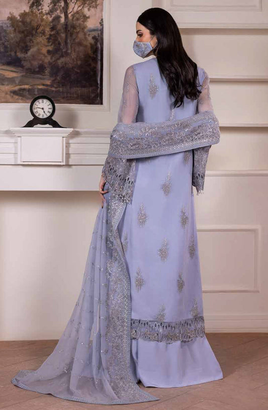 Parisa Safeera by Flossie Embroidered Chiffon Unstitched 3 Piece Suit - PA-06 - FLS26PRS - Sky Blue - Luxury Collection