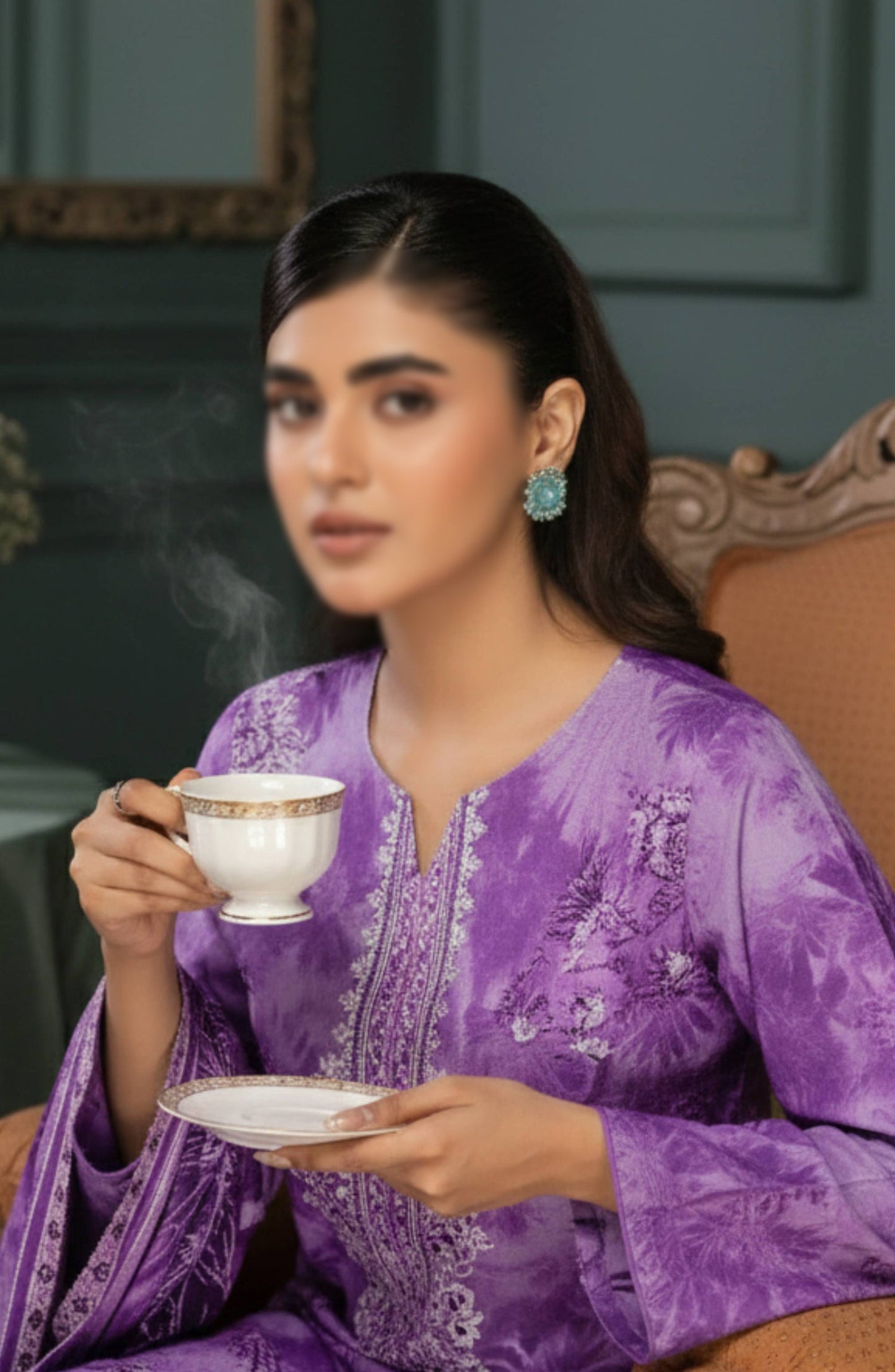 Parishay by Al Karim Embroidered Lawn Unstitched 3 Piece Suit - D-09 - AK26PRH - Purple - Summer Collection