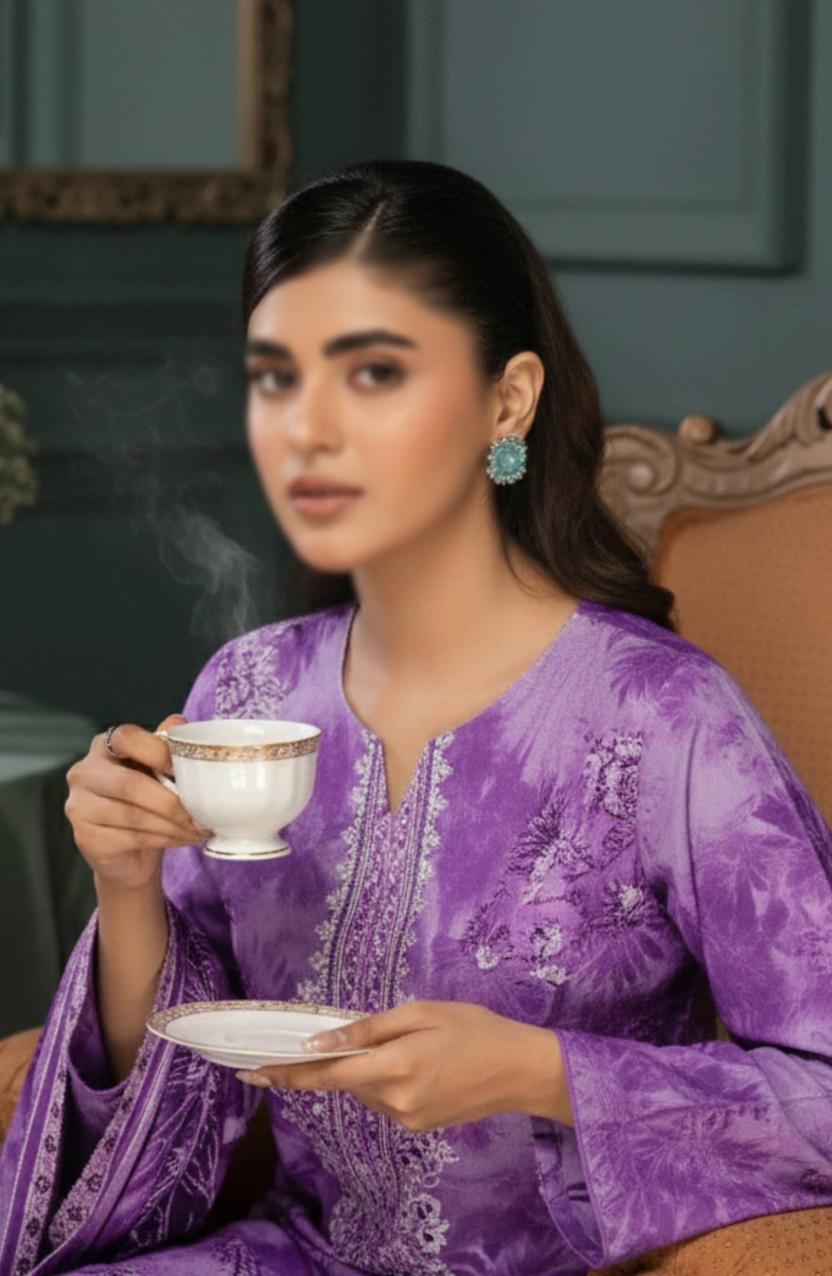 Parishay by Embroidered Lawn Unstitched 3 Piece Suit - D-09 - AK26PRH - Purple - Summer Collection