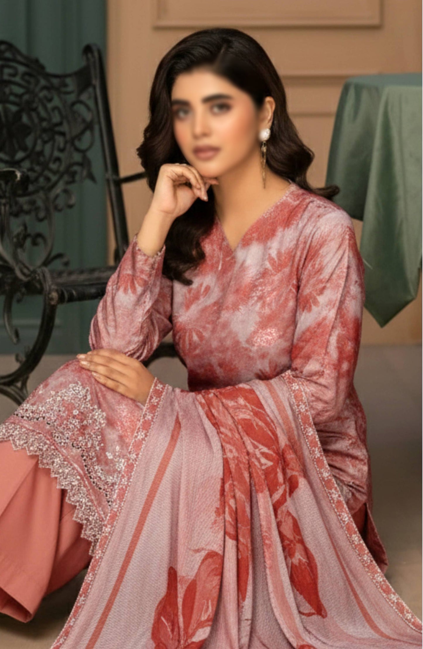 Parishay by Al Karim Embroidered Lawn Unstitched 3 Piece Suit - D-08 - AK26PRH - Pink - Summer Collection