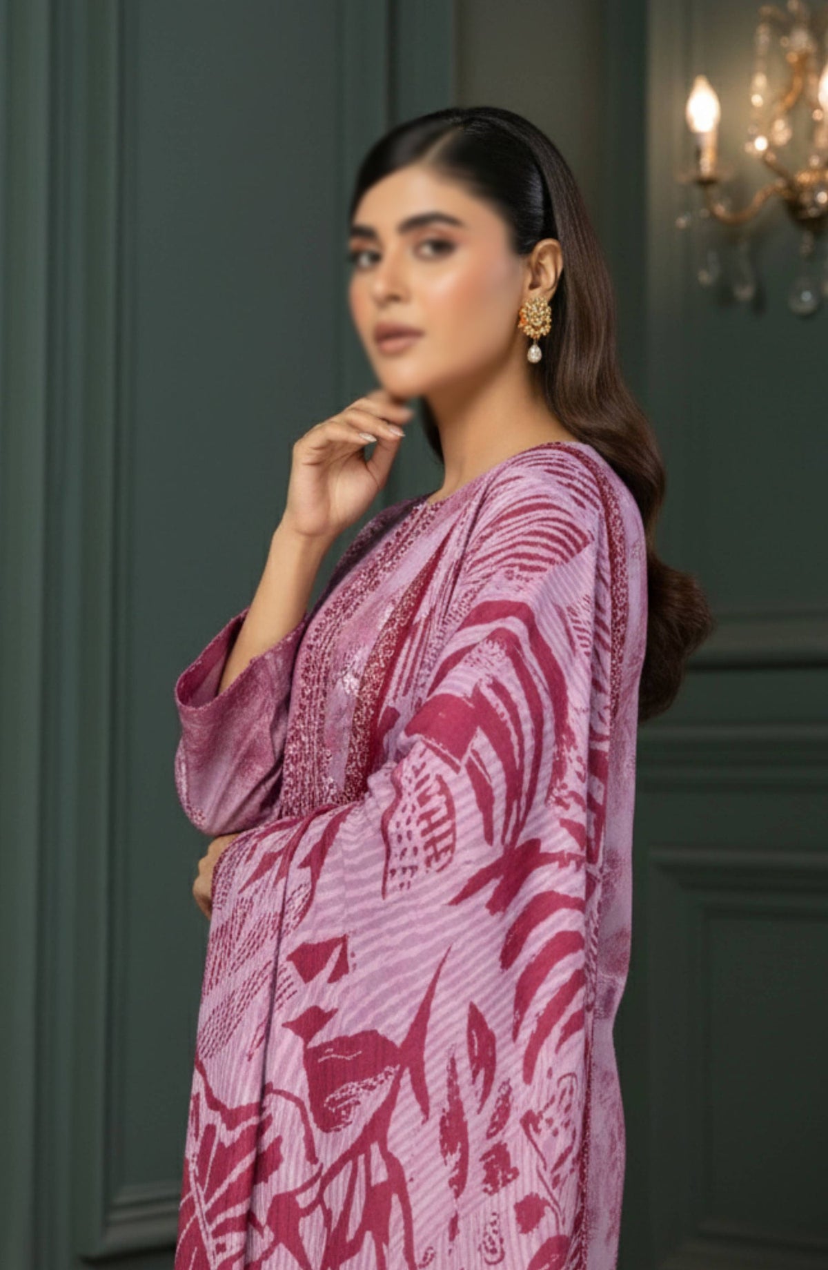 Parishay by Embroidered Lawn Unstitched 3 Piece Suit - D-06 - AK26PRH - Pink - Summer Collection