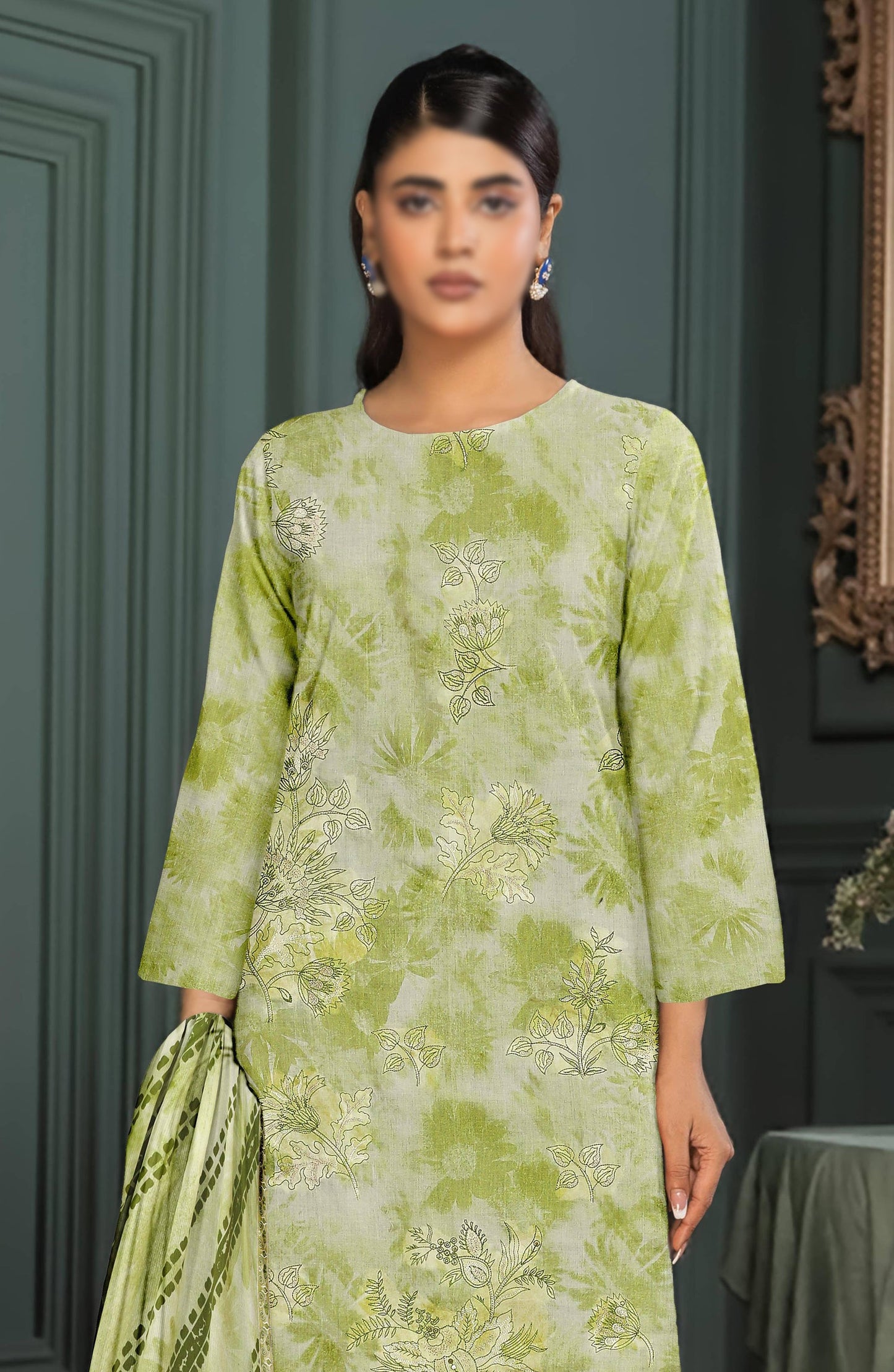 Parishay by Al Karim Embroidered Lawn Unstitched 3 Piece Suit - D-05 - AK26PRH - Green - Summer Collection