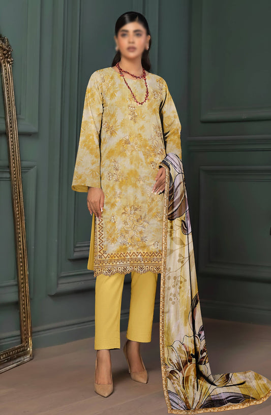 Parishay by Embroidered Lawn Unstitched 3 Piece Suit - D-03 - AK26PRH - Yellow - Summer Collection