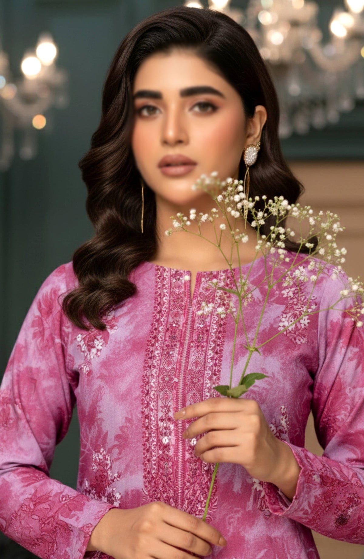 Parishay by Embroidered Lawn Unstitched 3 Piece Suit - D-02 - AK26PRH - Pink - Summer Collection