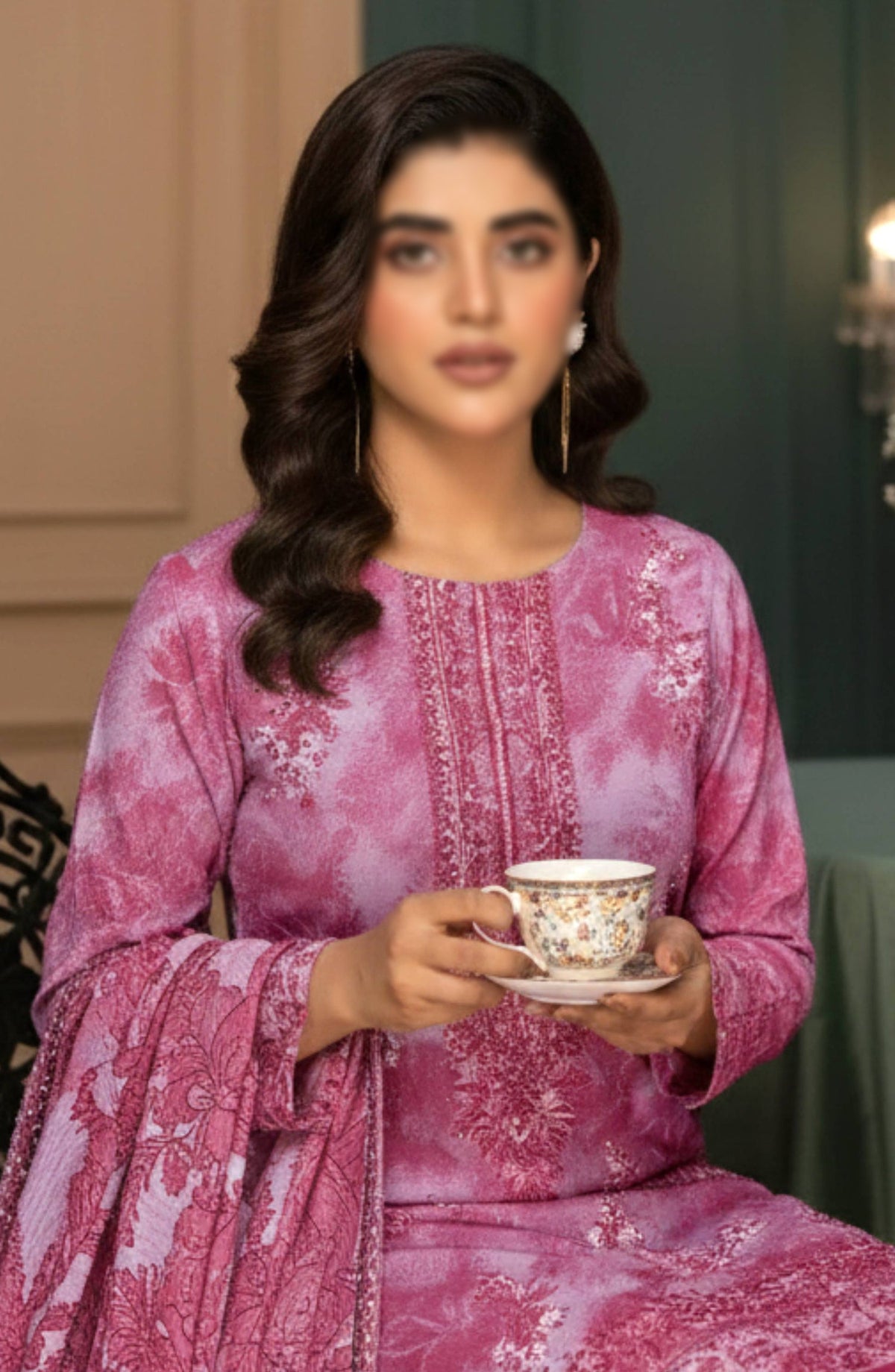 Parishay by Embroidered Lawn Unstitched 3 Piece Suit - D-02 - AK26PRH - Pink - Summer Collection