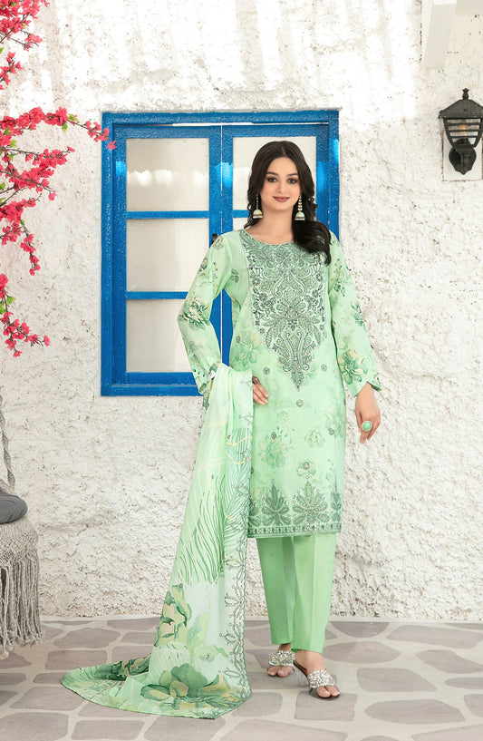 Parizah by Tawakkal Fabrics Embroidered Lawn Unstitched 3 Piece Suit - D-2727 - TF26PRZ - Sea Green - Summer Collection