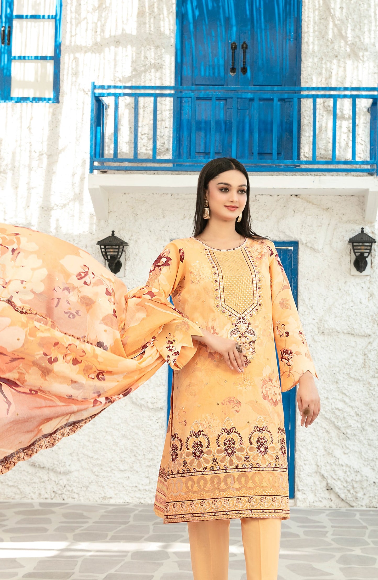 Parizah by Tawakkal Fabrics Embroidered Lawn Unstitched 3 Piece Suit - D-2723 - TF26PRZ - Orange - Summer Collection