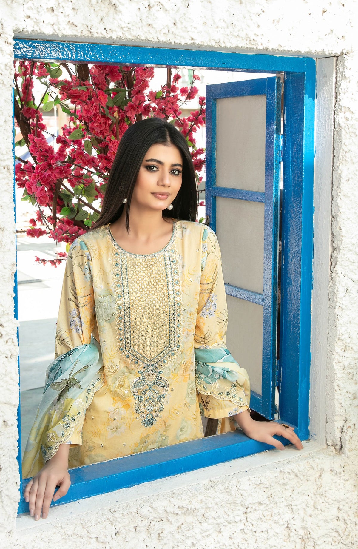 Parizah by Tawakkal Fabrics Embroidered Lawn Unstitched 3 Piece Suit - D-2722 - TF26PRZ - Yellow - Summer Collection