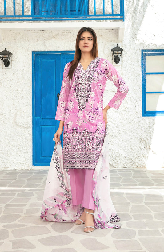 Parizah by Tawakkal Fabrics Embroidered Lawn Unstitched 3 Piece Suit - D-2721 - TF26PRZ - Pink - Summer Collection