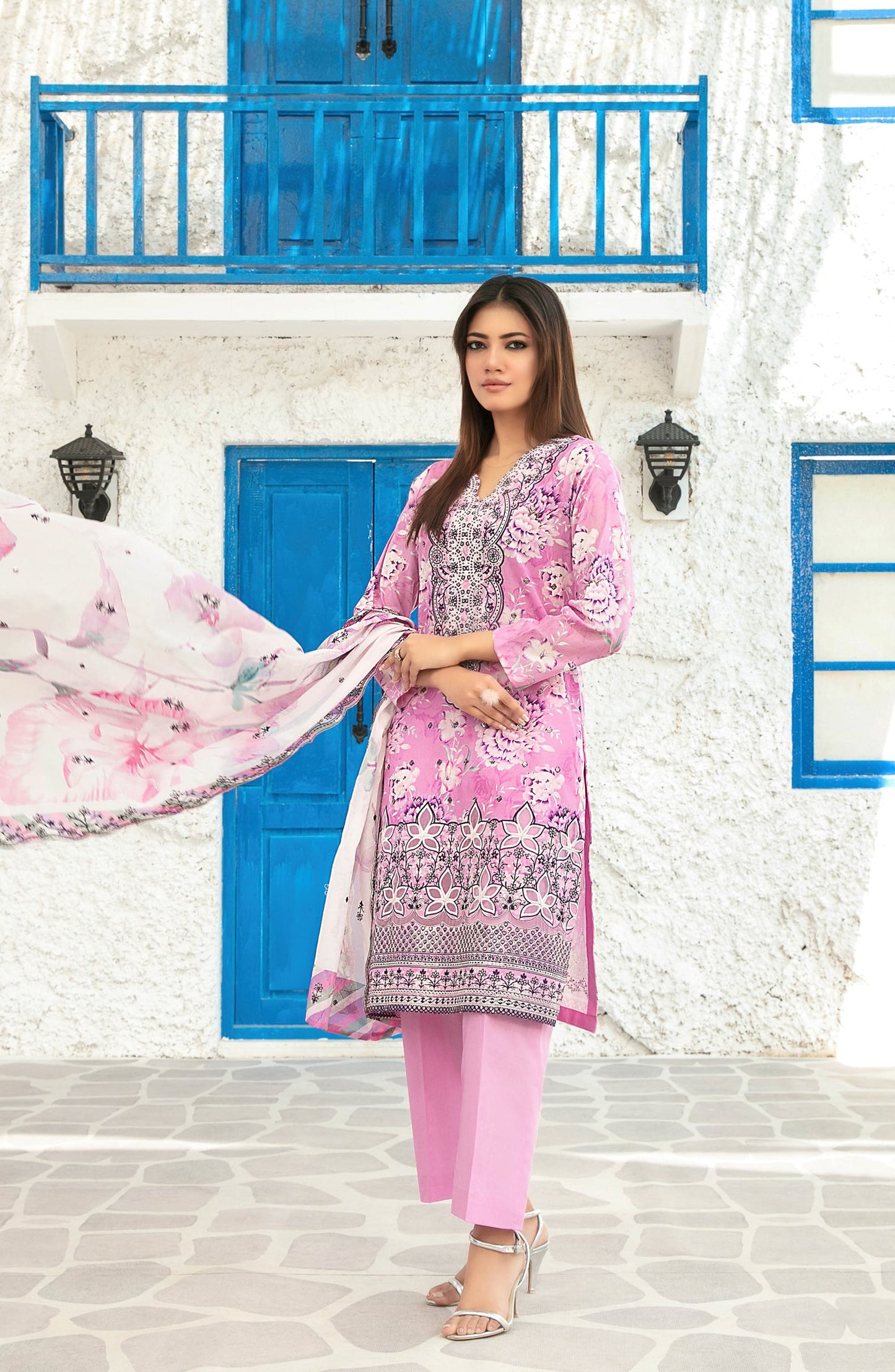 Parizah by Tawakkal Fabrics Embroidered Lawn Unstitched 3 Piece Suit - D-2721 - TF26PRZ - Pink - Summer Collection