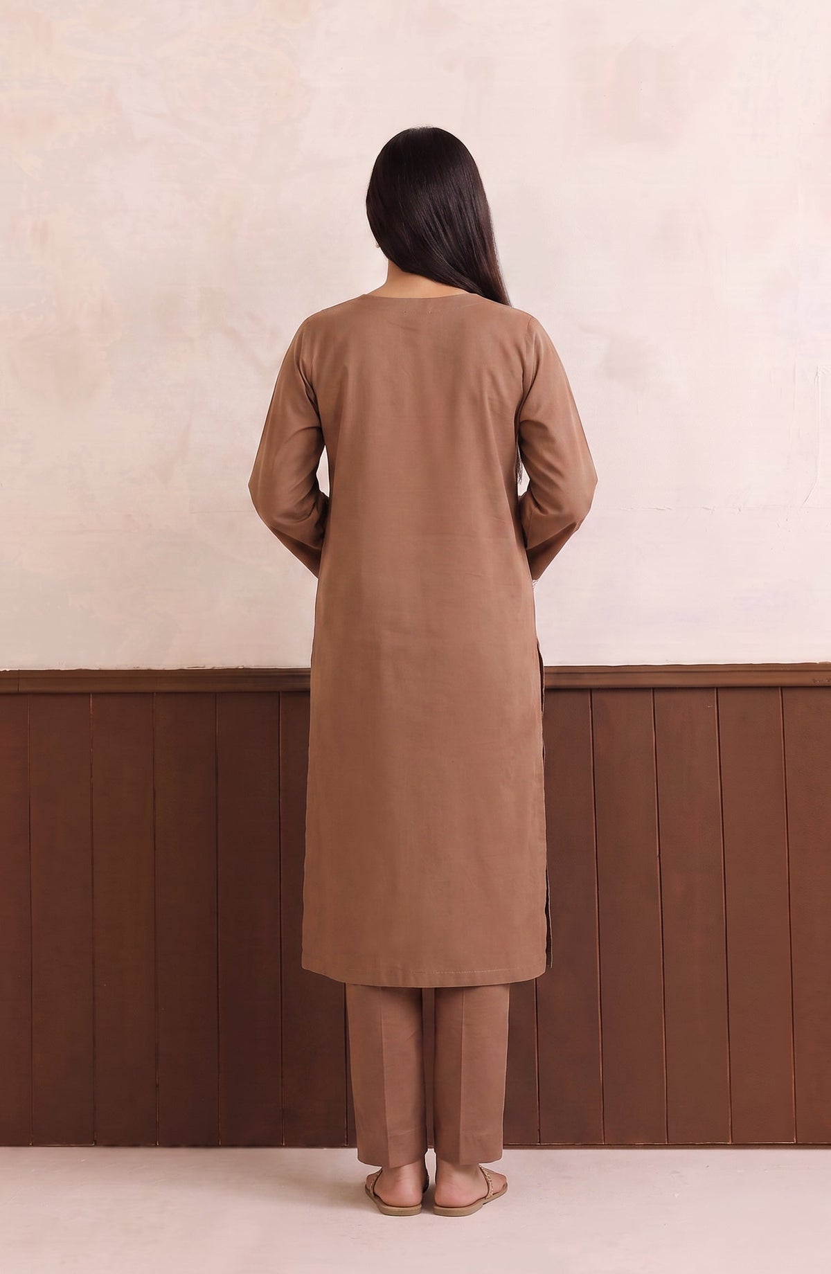 Passu by Amna Khadija Pret Embroidered Cotton Stitched 2 Piece Co-ords Set - AKP-01 - AM26PSSU - Brown - Summer Collection