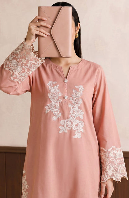 Passu by Amna Khadija Pret Embroidered Cotton Stitched 2 Piece Co-ords Set - AKP-02 - AM26PSSU - Pink - Summer Collection