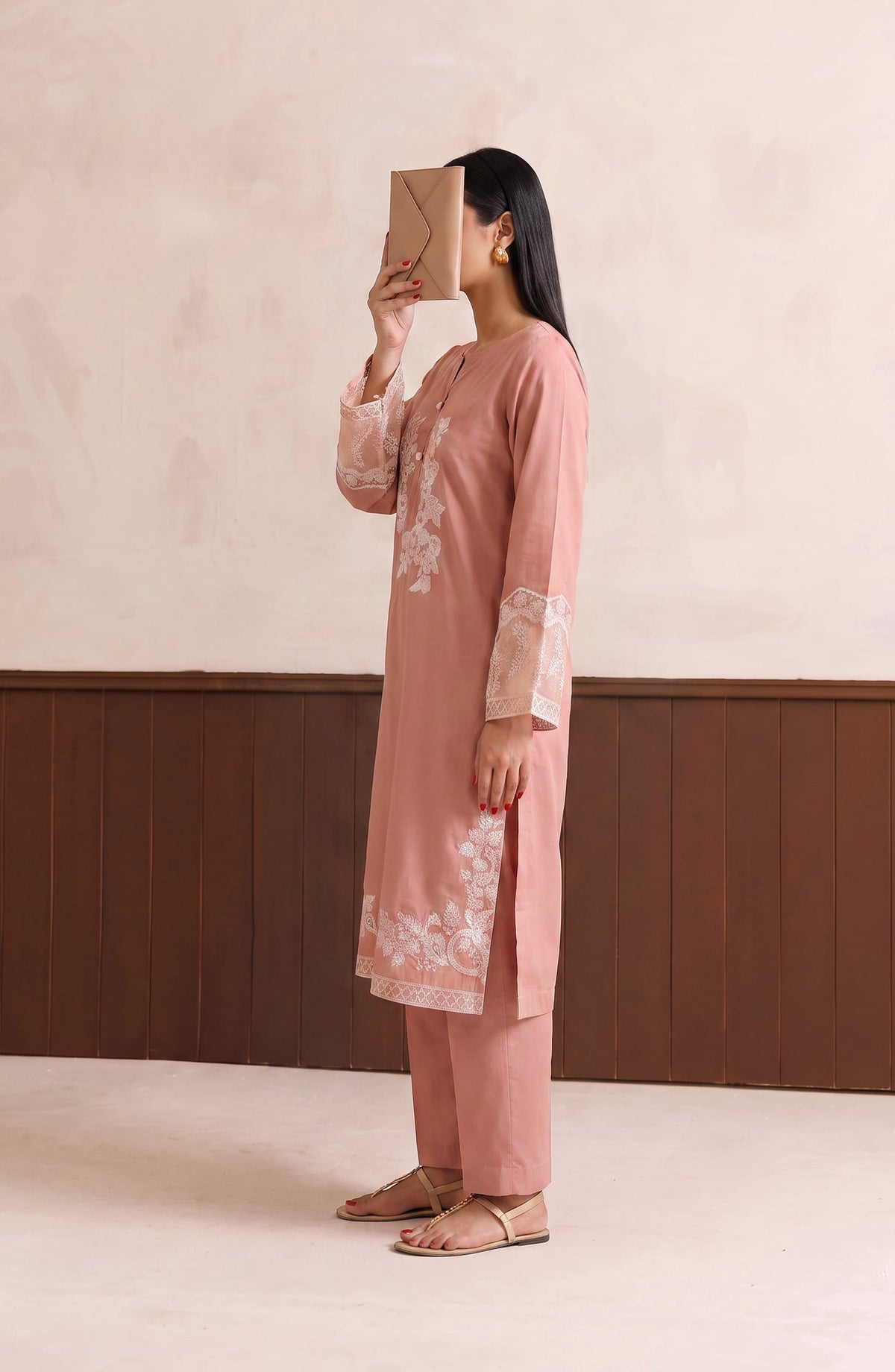 Passu by Amna Khadija Pret Embroidered Cotton Stitched 2 Piece Co-ords Set - AKP-02 - AM26PSSU - Pink - Summer Collection