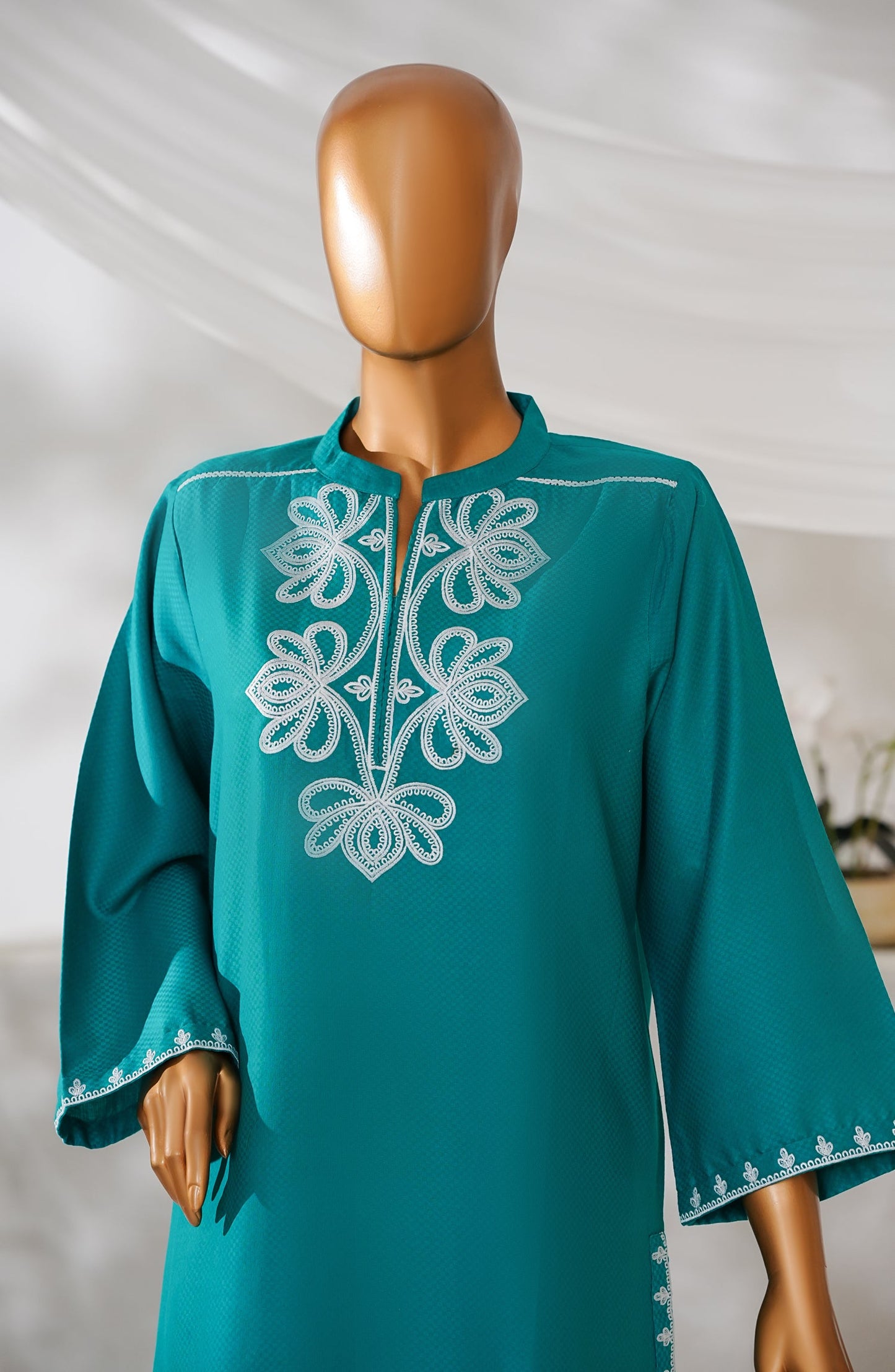 Passu by Amna Khadija Embroidered Fancy Jacquard Stitched Top - PET-05 - AM25PSU - Green - Casual Collection