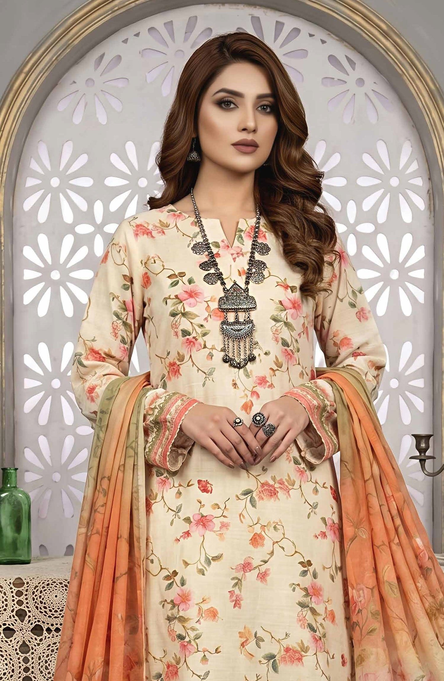 Pastels by Aalaya Embroidered Lawn Unstitched 3 Piece Suit - ART-10 - ALY26PTL - Rust - Summer Collection