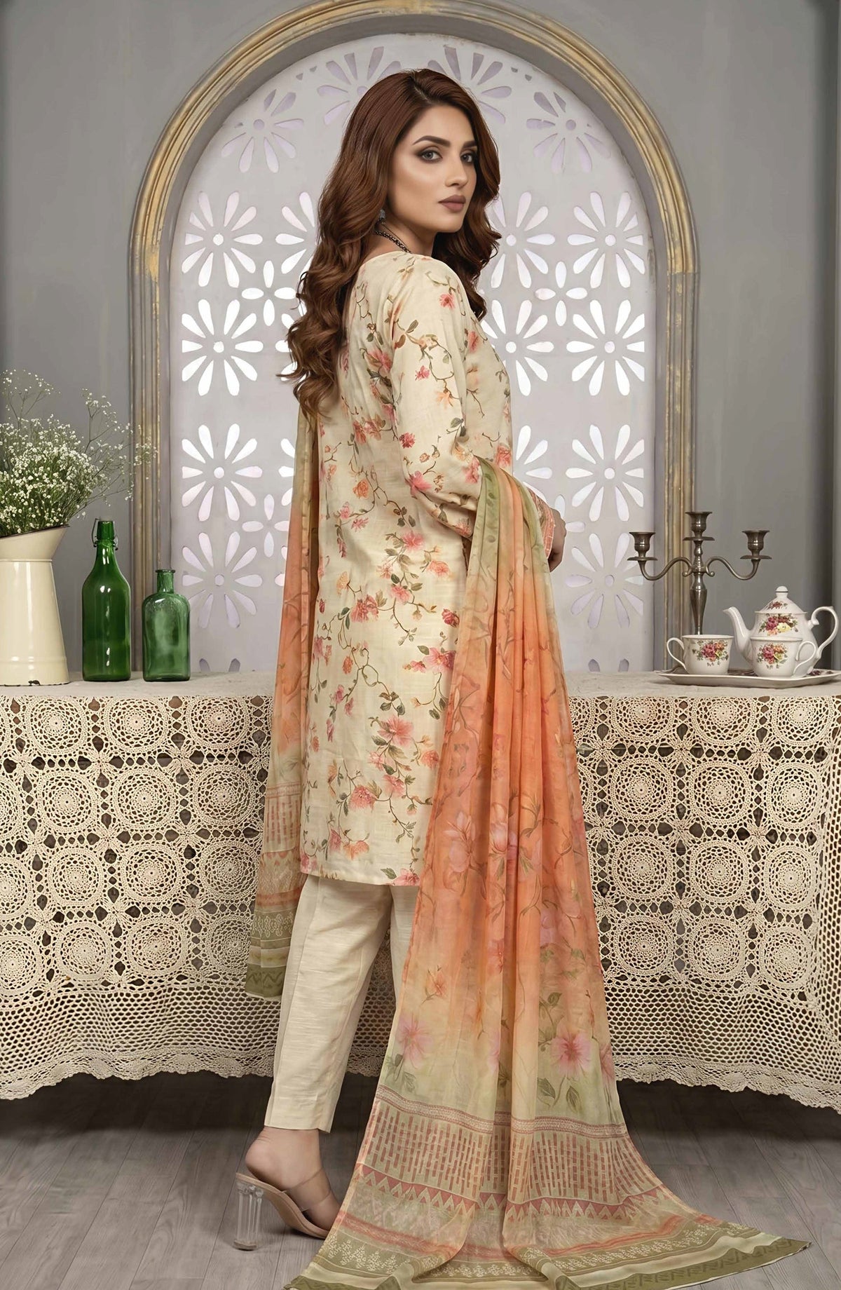 Pastels by Aalaya Embroidered Lawn Unstitched 3 Piece Suit - ART-10 - ALY26PTL - Rust - Summer Collection