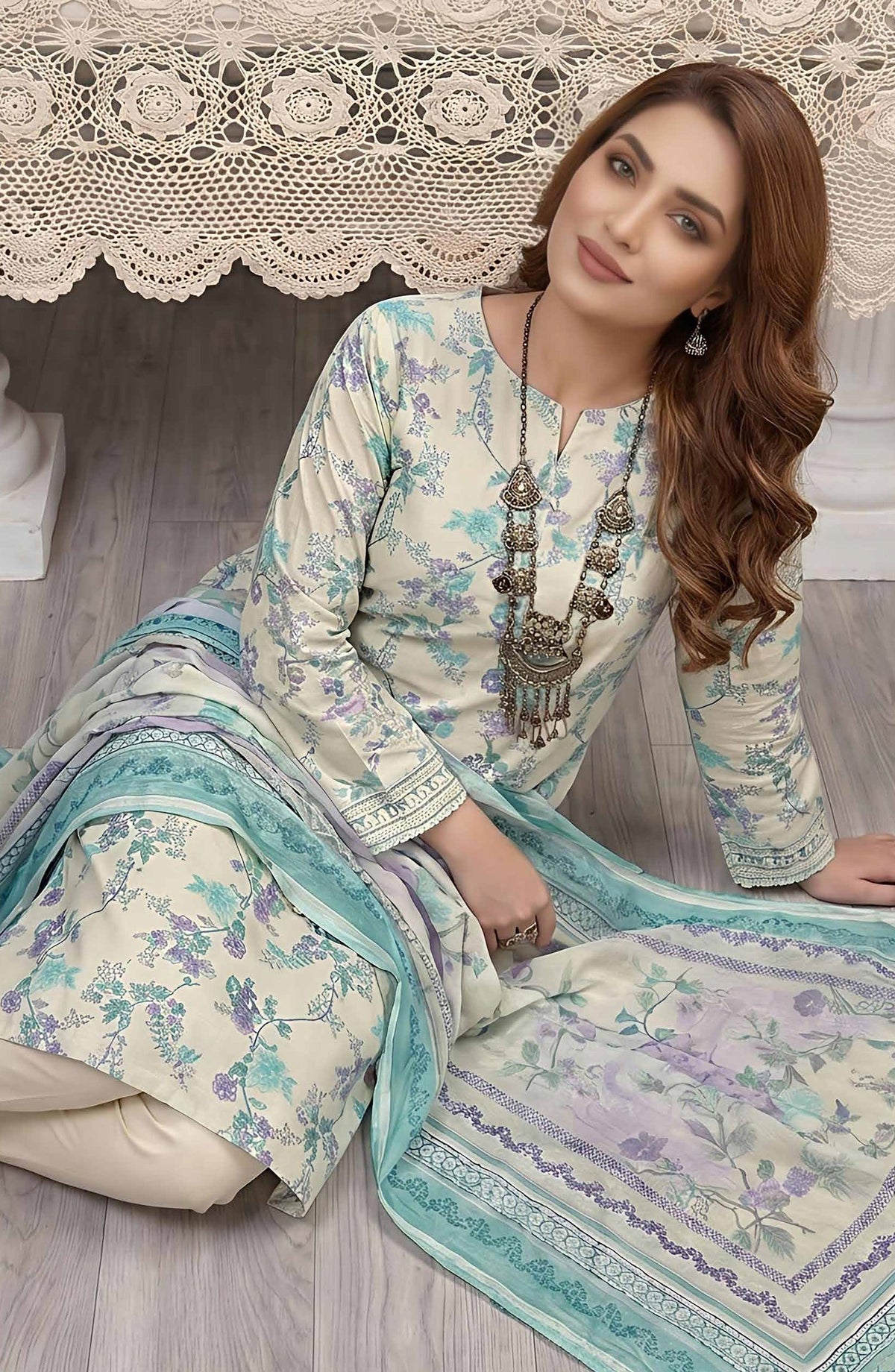 Pastels by Aalaya Embroidered Lawn Unstitched 3 Piece Suit - ART-06 - ALY26PTL - Blue - Summer Collection