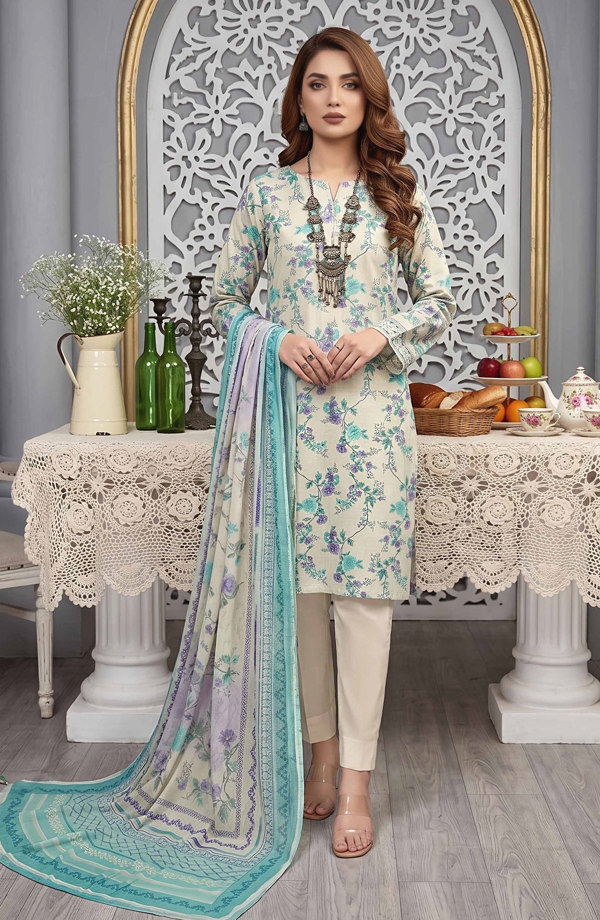 Pastels by Aalaya Embroidered Lawn Unstitched 3 Piece Suit - ART-06 - ALY26PTL - Blue - Summer Collection