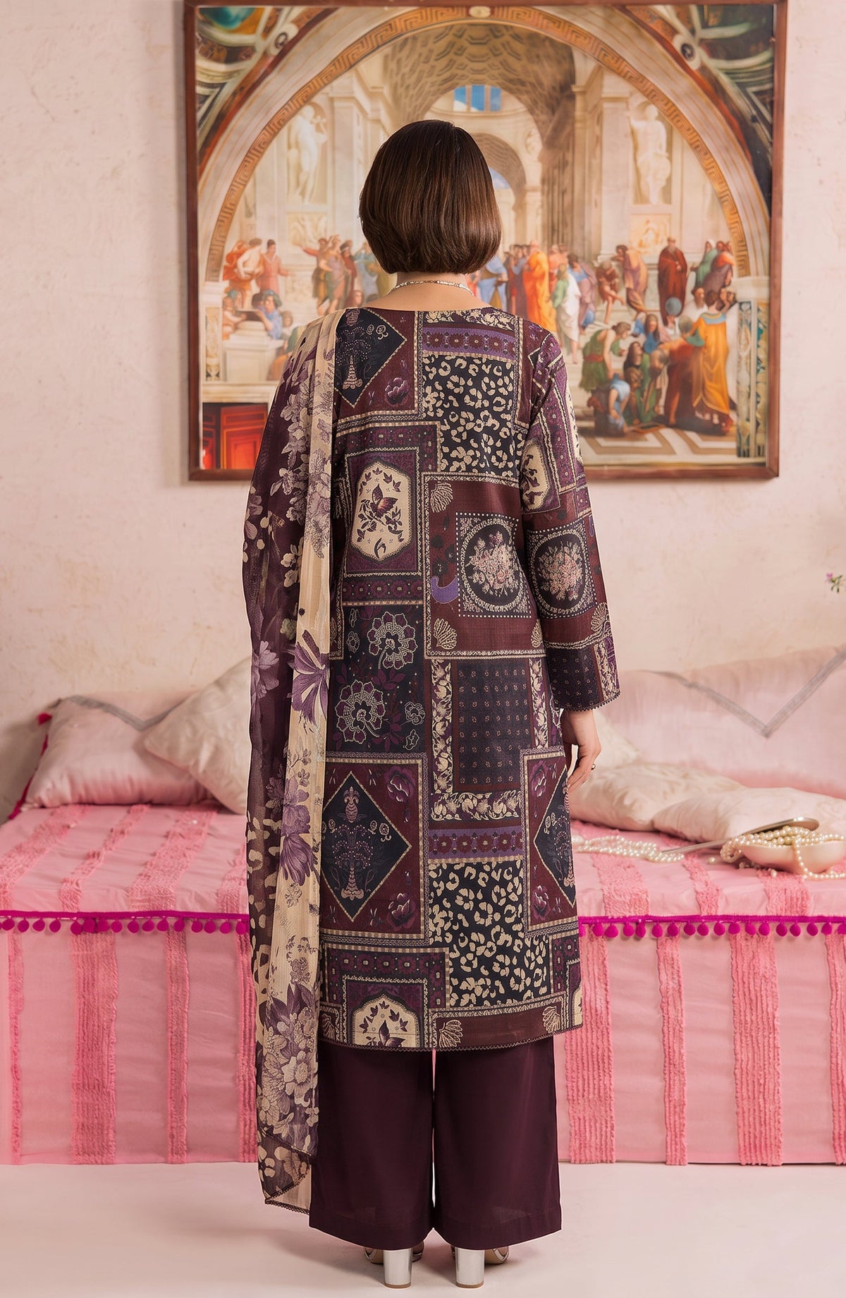 Polka Romance by Amna Khadija Printed Lawn Stitched 3 Piece Suit - AKPR-05 - AM26PKRM - Brown - Summer Collection