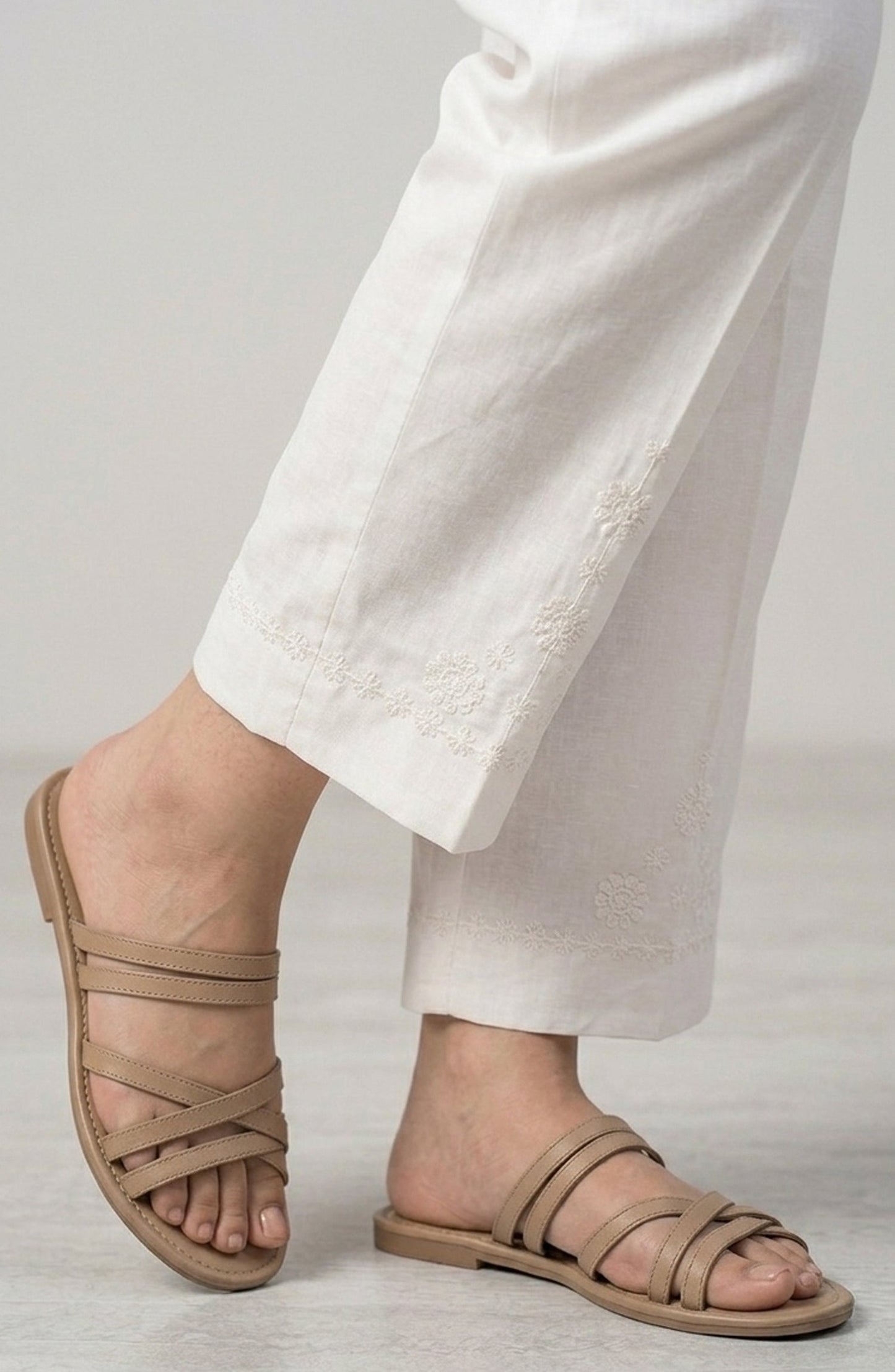 Pristine Hem by Amna Khadija Cotton Stitched Trouser - PH-01A - AM26TRD - White - Casual Collection