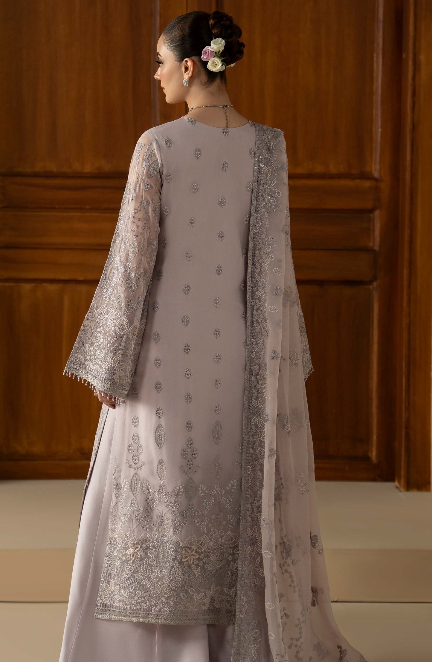Purkashish Lavish Premium Embroidered Chiffon Unstitched 3 Piece Suit - 07 Lilac Mist - LP26PRK - Purple - Festive Collection