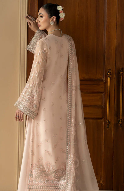 Purkashish Lavish Premium Embroidered Chiffon Unstitched 3 Piece Suit - 04 Peach Elan - LP26PRK - Peach - Festive Collection