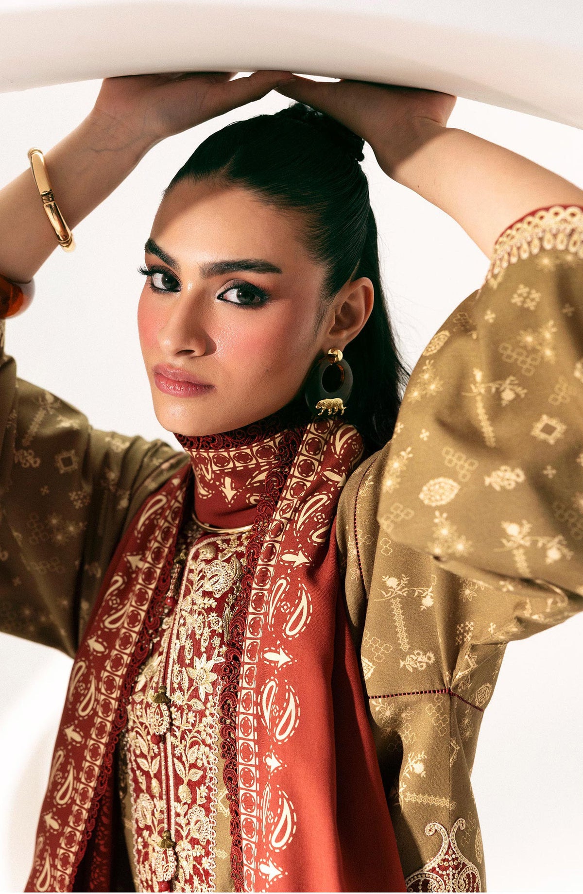 Qalamkar Embroidered Slub Linen Unstitched 3 Piece Suit - QPW-010B - QL26LI - Green - Winter Collection