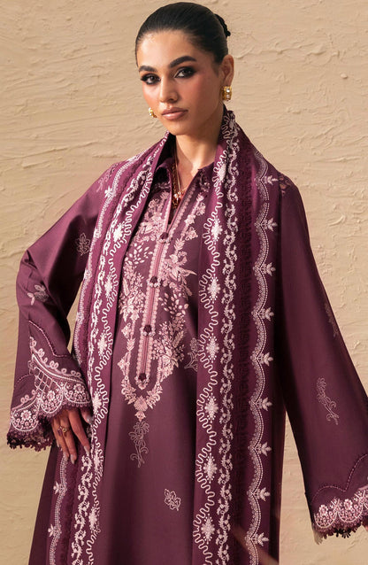Qalamkar Embroidered Slub Linen Unstitched 3 Piece Suit - QPW-02B - QL26LI - Purple - Winter Collection