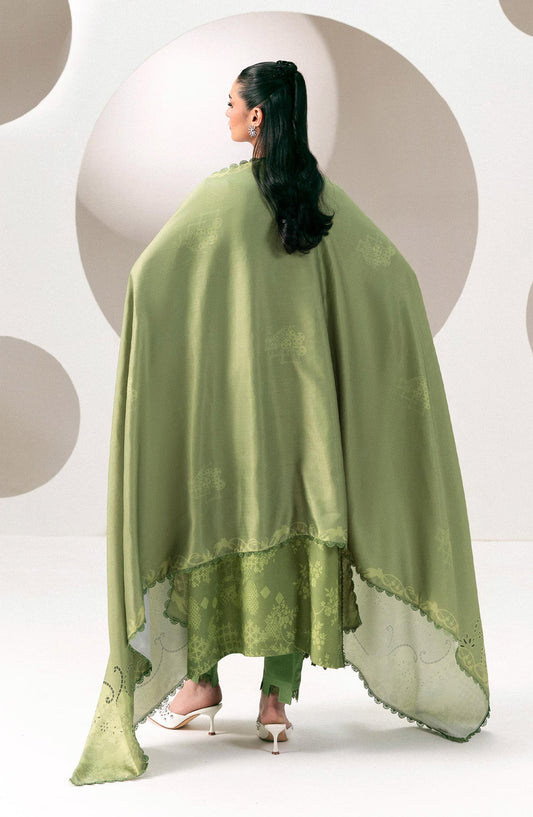 Qalamkar Embroidered Slub Linen Unstitched 3 Piece Suit - QPW-03A - QL26LI - Green - Winter Collection