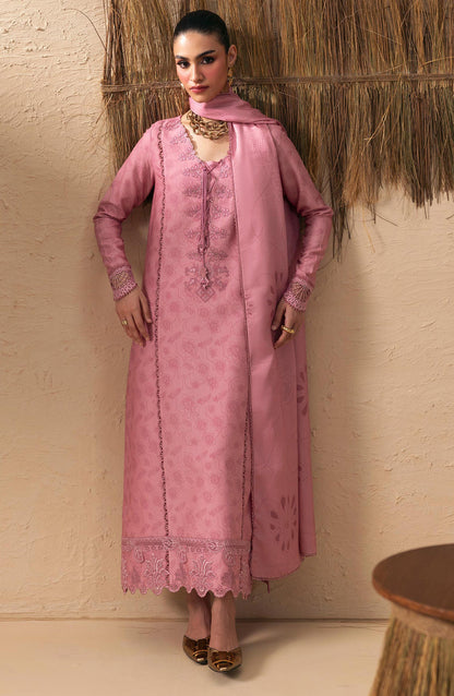 Qalamkar Embroidered Slub Linen Unstitched 3 Piece Suit - QPW-07A - QL26LI - Pink - Winter Collection