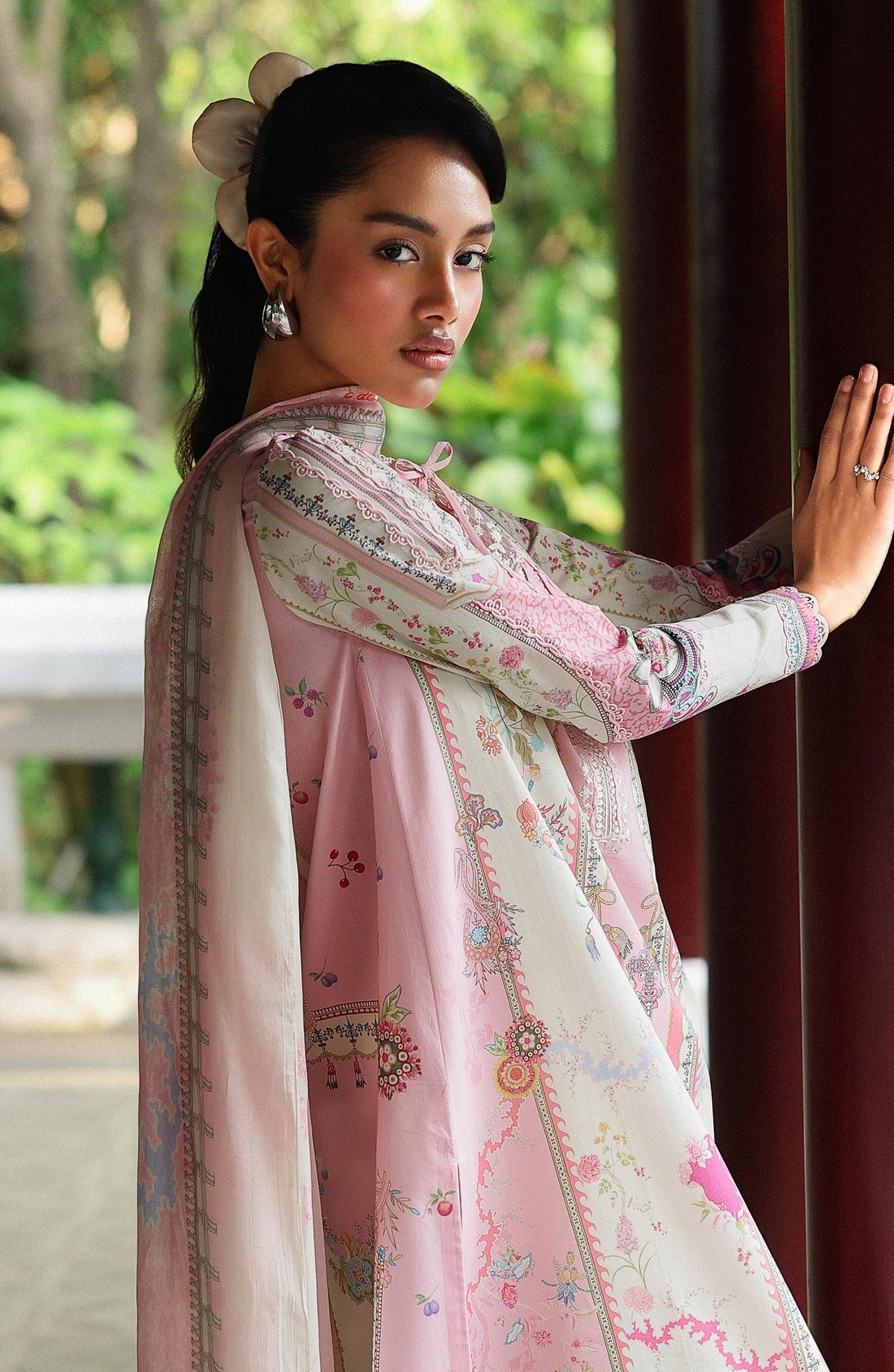 Qalamkar QPrints Embroidered Lawn Unstitched 3 Piece Suit - AX-06-A ELARA - QL26QPN - Pink - Summer Collection