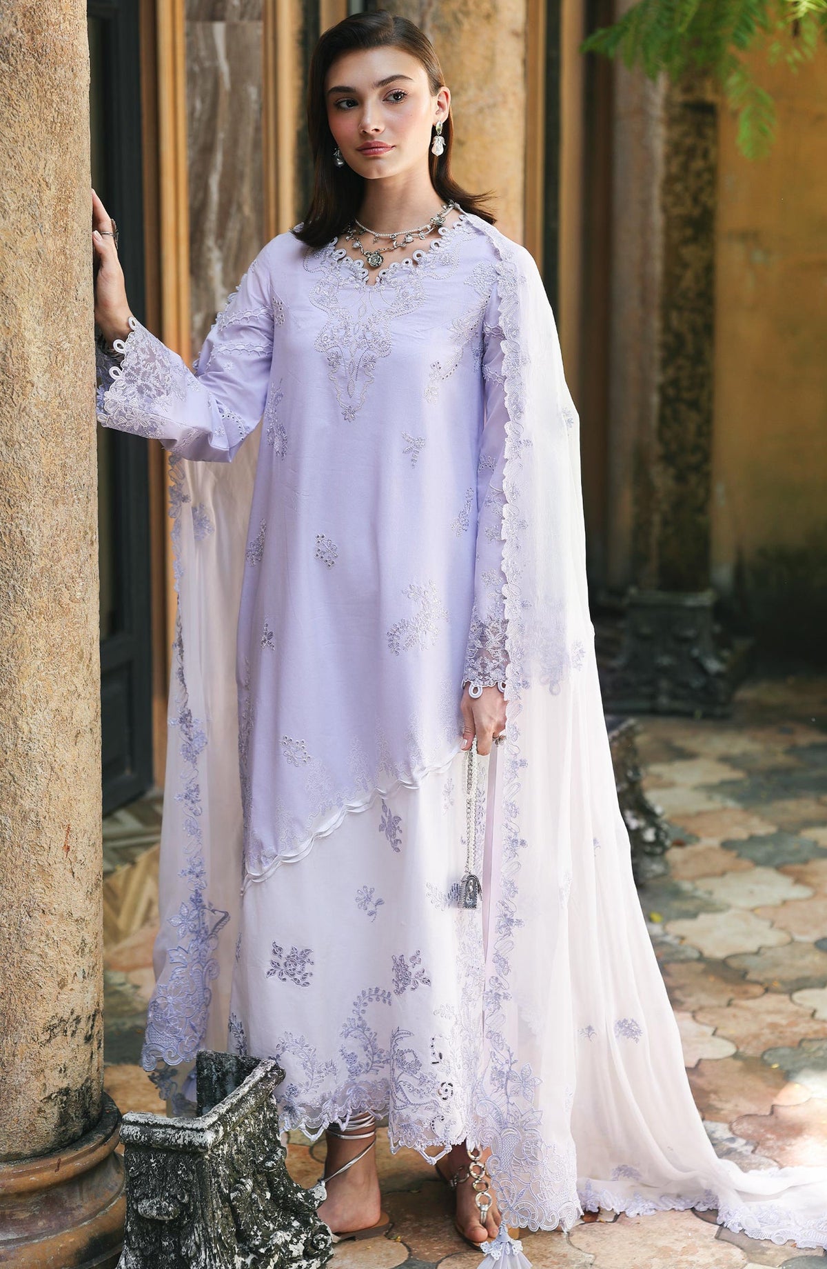 Qalamkar Qline Embroidered Lawn Unstitched 3 Piece Suit - RP-14 Aleen - QL26QLWN - Purple - Summer Collection