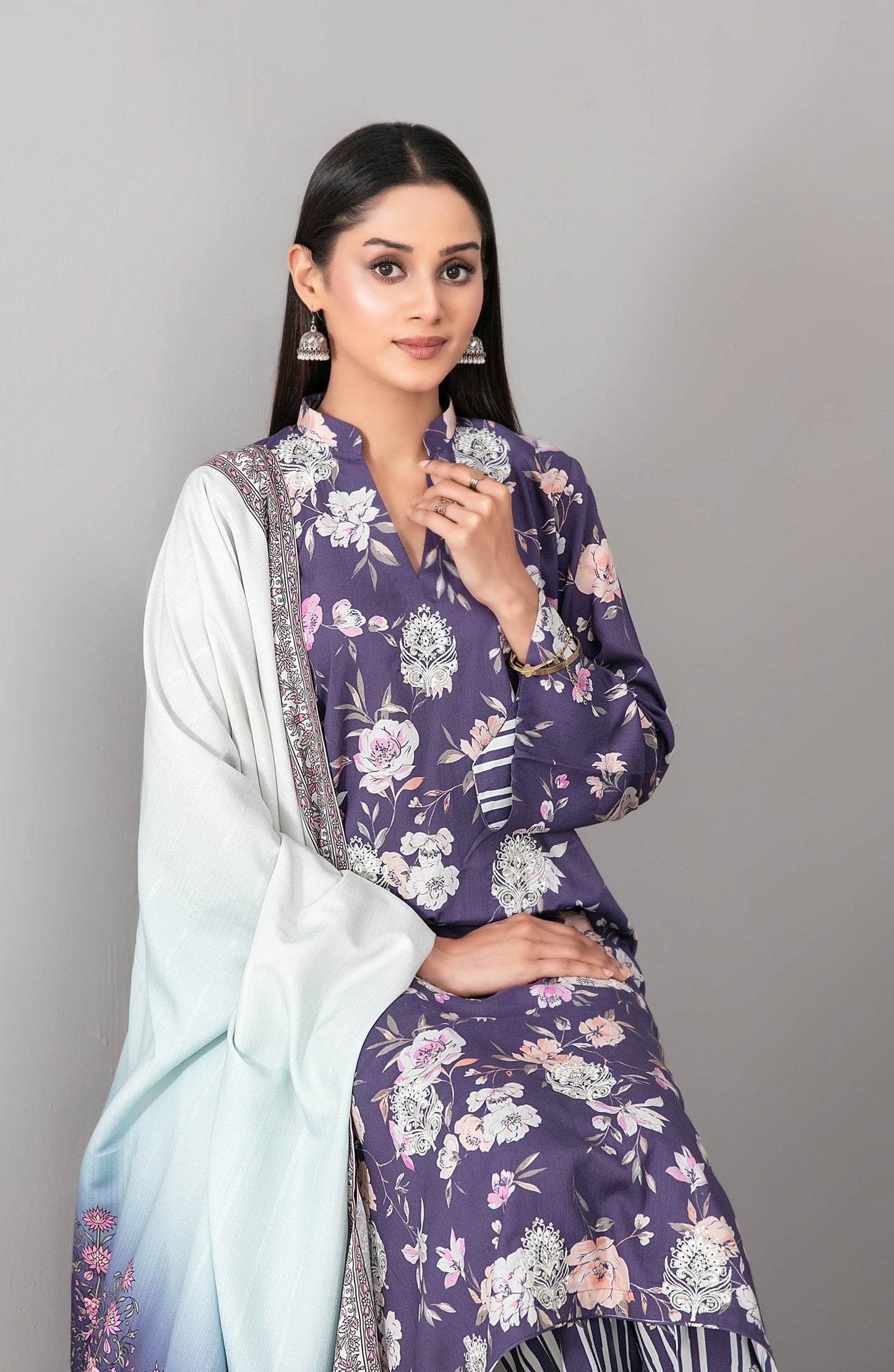 Rabiyah by Tawakkal Fabrics Exclusive Staple Print Unstitched 3 Piece Suit - D-5168 - TF25RABI - Purple - Winter Collection