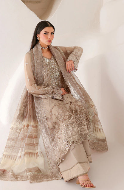 Ramsha Satrangi Embroidered Chiffon Unstitched 3 Piece Suit - ST-204 - RM26STG - Beige - Festive Collection