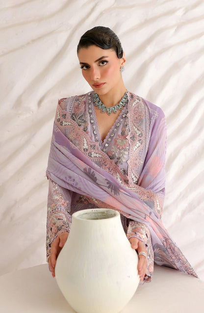 Ramsha Satrangi Embroidered Chiffon Unstitched 3 Piece Suit - ST-207 - RM26STG - Purple - Festive Collection