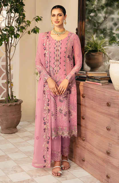 Chevron by Ramsha Embroidered Chiffon Unstitched 3 Piece Suit - A-909 - RM26CHRN - Pink - Festive Collection