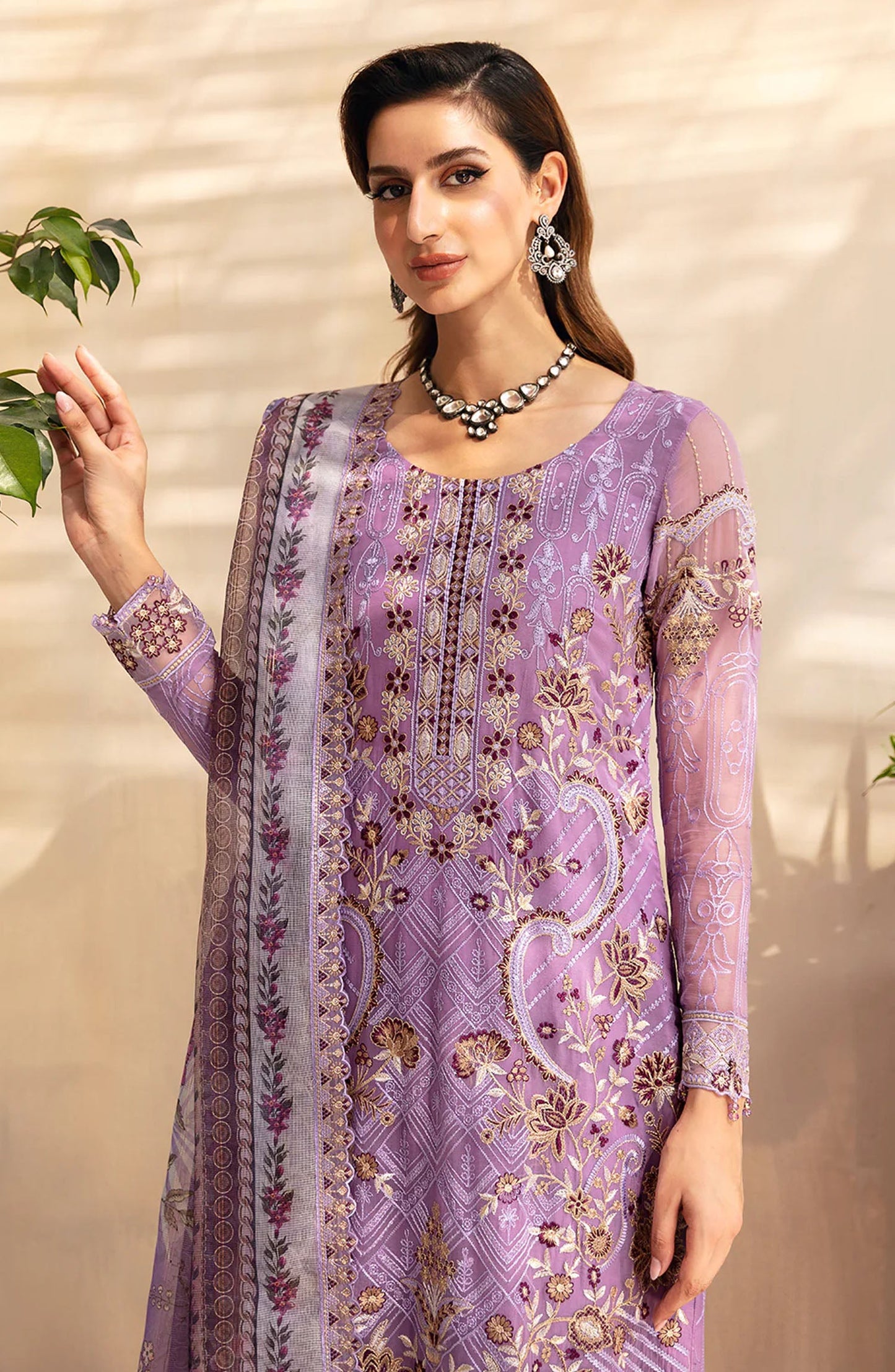 Chevron by Ramsha Embroidered Chiffon Unstitched 3 Piece Suit - A-906 - RM26CHRN - Purple - Festive Collection