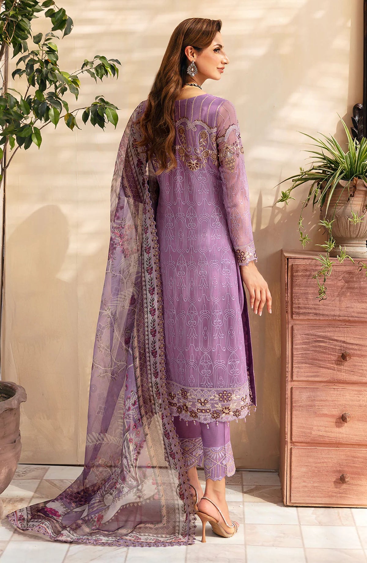 Chevron by Ramsha Embroidered Chiffon Unstitched 3 Piece Suit - A-906 - RM26CHRN - Purple - Festive Collection