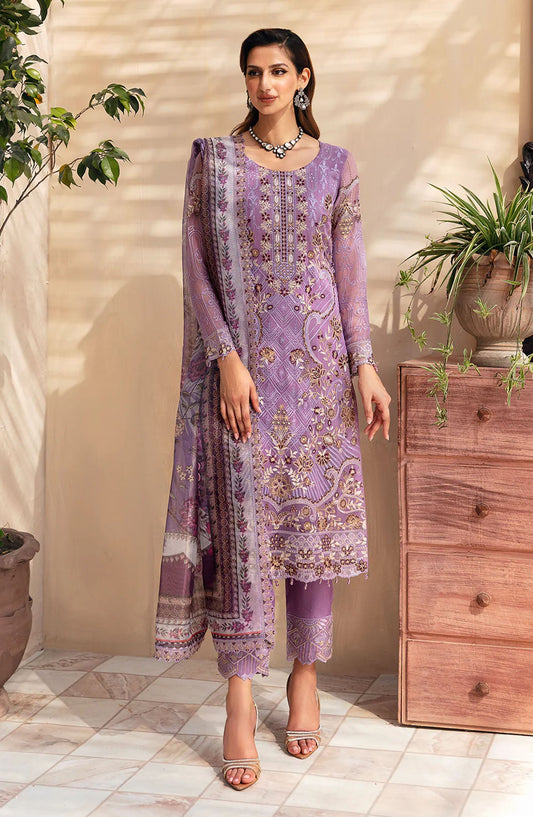 Chevron by Ramsha Embroidered Chiffon Unstitched 3 Piece Suit - A-906 - RM26CHRN - Purple - Festive Collection
