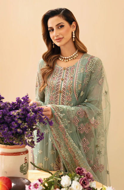 Chevron by Ramsha Embroidered Chiffon Unstitched 3 Piece Suit - A-901 - RM26CHRN - Green - Festive Collection