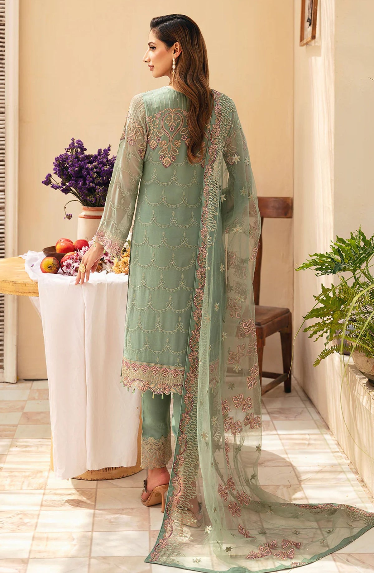 Chevron by Ramsha Embroidered Chiffon Unstitched 3 Piece Suit - A-901 - RM26CHRN - Green - Festive Collection