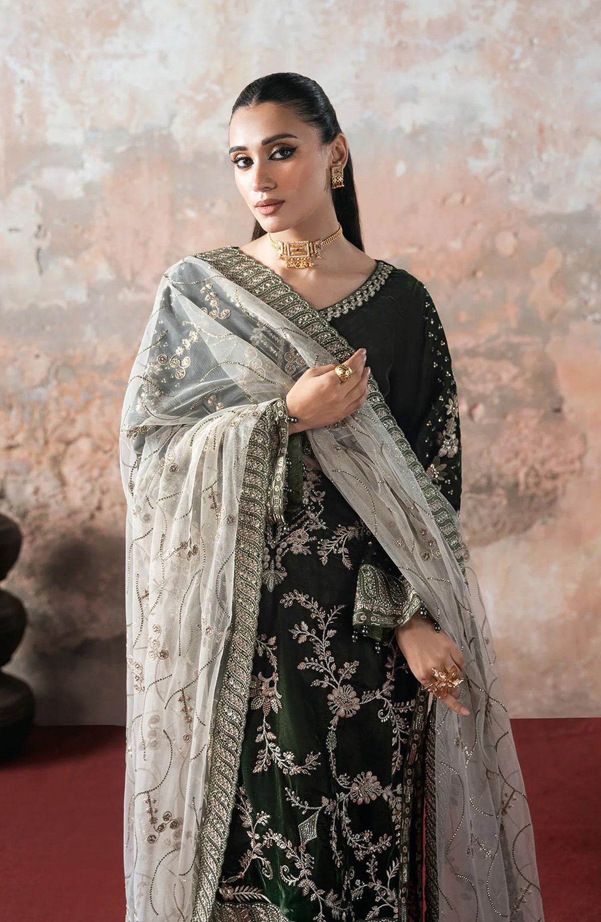 Ramsha Luxury Embroidered Velvet Unstitched 3 Piece Suit - V-705 - RM25VLT - Black - Winter Collection